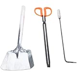 BESPORTBLE Kaminbesteck 3 Stück mit Feuerhaken Mittelgroßer Kohleschaufel aus Robustem Metall Kaminzange mit Ergonomischem Griff Kaminwerkzeug für Zuhause und Ofenzubehör