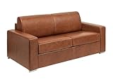 Vente-unique-Schlafsofa mit Matratze 3-Sitzer - Liegefläche 140 cm - Matratze 18 cm - Büffelleder - Vintage Caramel - CALITO