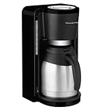 Rowenta Filterkaffeemaschine Adagio, Edelstahl-Thermoskanne, hält bis zu 4 Stunden warm 10-15 Tassen, Fassungsvermögen 1,25 L, herausnehmbarer Filtereinsatz, automatische Abschaltung, Schwarz, CT3818