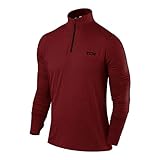 TCA Laufshirt Herren Langarm - Fusion Pro Quickdry Langarmshirt atmungsaktiv - Ski Oberteil Herren - Wandershirt Funktionsshirt - Outdoor Longsleeve Sport Pullove - Rot/Schwarz, M