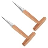 iplusmile 2 Stück Pflanzwerkzeug mit T Griff Erdstecher aus Edelstahl Gartenlochzange für Gemüsebeete und Baumschulen