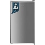 homeX Kühlschrank ohne Gefrierfach, Vollraumkühlschrank klein - 88L Nutzinhalt, freistehend und kompakt, Tischkühlschrank leise 39 dB, Fridge mit LED-Innenbeleuchtung und Temperaturregelung, silber
