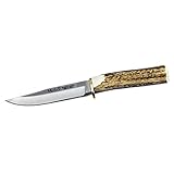 ELECTROPOLIS Jagdmesser Muela Gredos Faust Geweih und Messing-Blatt-Multi 12 cm MOVA + Geschenkkarte