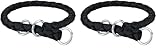 TRIXIE Cavo Zug-Stopp Halsband Größe XS–S: Halsumfang 25–31 cm/ø 12 mm in schwarz - Hundehalsband aus Gurtband für sehr kleine bis kleine Hunde, rund geflochten, 144401 (Packung mit 2)