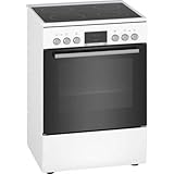 Bosch HKR39C220 Elektro-Standherd, EcoClean Direct Reinigungshilfe, 3D Heißluft Backen auf 3 Ebenen, LED-Display-Steuerung, Erweiterbare Kochzone für großes Kochgeschirr, Weiß, Serie 4, 60 cm breit
