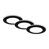 BRILONER - 3er Set Bad Einbaustrahler LED mit Fernbedienung, einstellbar von warmweiß bis kaltweiß, dimmbar, LED Spot, Deckenspots, LED Spots, Einbauleuchten, Einbauspots LED, 92x45 mm, Schwarz