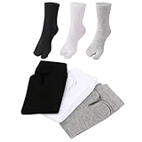 Makoto Nobu 6 Paar Unisex Tabi Flip Flop Socken, geteilte Zehensocken, elastische Geta Socken Baumwolle Split Toe Socken (schwarz, weiß, grau)