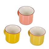 Hoement 3 Stück Kleine Keramik Kaffeetassen Wasserbecher Und Milchbecher Für Ideal Für Haferflocken Fröhliche Designs Spülmaschinengeeignet Perfekte Größe Für Kleine Hände