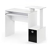 Furinno Econ Mehrzweck Home Office Computer Schreibtisch mit Ablage und Einschub, holz, Weiß/schwarz, 40.01 x 40.01 x 86.61 cm