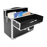Dokiiovo Pilotenkoffer mit Rollen, Rollbarer Aktenkoffer aus Aluminiumlegierung, Laptop Rollkoffer mit Teleskopstang, Abschließbarer Business Trolley, 48.5x23x39 cm (Schwarz)