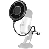 Aokeo Mikrofon Popschutz,Dreischichtiger Wind Pop Filter mit Flexiblem 360° Gussbügel und Stabilisierendem Arm für alle Mikrofone