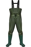 Pinkpum Wathose Anglerhose Watstiefel Watt Fisch Teich Gummi PVC Nylon Wathose mit Stiefeln kältebeständig Watthosen Teich Hose Fisch Teich Gummi PVC Grün 40