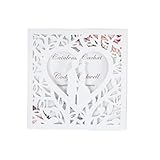 Huacici 20 Stück Hochzeit Einladungskarten, Hochzeitsparty Einladungskarten mit Bedruckbaren Papier und Umschläge für Hochzeit Hochzeitstag, Verlobung, Brautdusche, Muster Herz