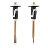 STAHLWERK Flachmeißel | Spitzmeißel 2er Set Gold 300 mm Handmeißel aus gehärtetem Stahl zum professionellen Meißeln von Metall, Stein, Holz, Beton, Fliesen und Kunststoffen