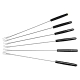 Fackelmann Fonduegabeln, Fonduebesteck aus Edelstahl, Fonduespieße mit farbigen Kunststoffgriffen (Farbe: Silber/Schwarz), Menge: 6 Stück, 25 cm