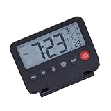 Fhkpsqkcn Elektronische Tischuhr mit Temperaturanzeige und Datumsfunktion, Schlummerfunktion, Hintergrundbeleuchtung, batteriebetrieben, Reiseuhr, faltbar