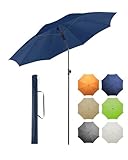 FARE Sonnenschirm Gr. L - 200 cm Durchmesser - UV-Schutz 50+ für Balkon Garten Terrasse Sommer - Titan-Finish Knickvorrichtung Drehfeststeller inkl. Tragetasche (nachtblau)