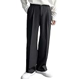 Anzughose Herren Hohe Taille Stoffhose Mit Weites Bein MäNner Formal Business Pants Klassiche Anzughosen Mit Taschen Loose Fit Chino Hose Elegant High Waist Lang Cargohose Straight Ausgebeulthose