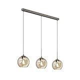 Lindby Esstisch Pendelleuchte/Hängeleuchte Glas Metall, Hängelampe 3x E27 max. 60W ohne Leuchtmittel Wohnzimmer Glasleuchte amberfarben