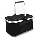 24L Einkaufskorb Groß Isolierkorb Kühlkorb Kühltasche Picknickkorb Thermotasche Kühltasche Thermo Tasche Kühlbox Einkaufskörbe (Schwarz)