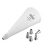 Original Kaiser La Forme Plus Spritzbeutel Set 7-teilig, Spritzbeutel wiederverwendbar groß mit Tüllen, Adapterund 5 Spritztüllen, kochfest, Schneidehilfslinie, Weiß /Silber