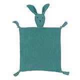ZIGJOY Schmusetuch Schnuffeltuch mit Hase-Köpfchen Kuscheltuch Musselin Babydecke Komfort für Neugeborene Babys und Kleinkinder ab 0+ Monaten Geschenk zur Geburt für Junge und Mädchen blau