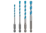 Bosch 4x EXPERT HEX-9 Multi Construction Bohrer-Set (für Beton, Weiche Fliesen, Ø 4,0, 5,0, 6,0, 8,0 mm, Professional Zubehör Schlagbohrer, Schrauber, Bohrmaschine)