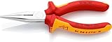 Knipex Flachrundzange mit Schneide (Radiozange) verchromt, isoliert mit Mehrkomponenten-Hüllen, VDE-geprüft 160 mm 25 06 160