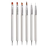 YPYMOD 6 Stück Doppel-Ende Nagel Pinsel, Nageldesign Pinsel, Doppel-Ende Nail Art Pinsel Kit Professionelle Maniküre Werkzeuge Kit?Weiß?