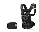 Ergobaby Omni Breeze Babytrage für Neugeborene ab Geburt bis 20kg, 4 Positionen SoftFlex Mesh Ergonomische Babybauchtrage Rückentrage Baby-Tragetasche, Onyx Blooms