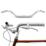City-Bike Fahrradlenker 25,4 mm Ergonomischer für Damenrad & Herren-Fahrrad Lenker Fahrrad Silber Aluminium Retro Lenkstange Damenfahrrad Herrenfahrrad Cruiser Beachcruiser Breit