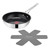 Tefal Jamie Oliver Classic Cook Bratpfanne 28 cm, inkl. Pfannenschoner, antihaftbeschichtete Keramikoberfläche, Thermo-Signal, für alle Herdarten, Edelstahl, H8819155
