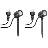 ledscom.de 2 Stück Kleiner LED Gartenstrahler mit Erdspieß TARL für außen, IP65, Stecker, schwarz, 4,3 W, 340lm, warmweiß