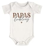 MoonWorks® Baby Body Papas Liebling Herz Geschenk Vatertag Bio-Baumwolle Jungen & Mädchen Natur 0-3 Monate