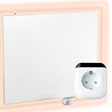 H900 Infrarotheizung Carbon Crystal (neueste Technologie), ultraflache Wandheizung, weiß, 900 Watt, ohne Rahmen - TH70 WIFI Thermostat