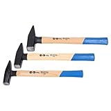 SW-Stahl 50930L Schlosshammer-Set mit Stielschutz 3-teilig I Werkzeughammer aus Hickoryholz I Hammer mit Kopfgewichten 300g - 500g - 800g I Schlosser Hammer Set Werkstatt