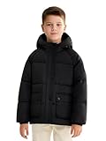 SOLOCOTE Kinder Wintermantel Wasserabweisend Winddicht Schwerer Gesteppt Puffer Parka Jacke Oberbekleidung für Jungen Mädchen Schwarz 146-152