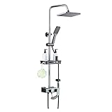 Duschsystem mit Handbrause Kopf und Regendusche Kombination, Hochdruck-4-Funktions-Duschkabinenset mit Halter/Schlauch