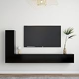 Iiaky 3-TLG. TV-Schrank-Set Schwarz Holzwerkstoff TV Tisch TV Board HäNgend Wohnzimmerschrank MöBel Wohnzimmer // 3078780