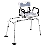 Duschstuhlmit Höhenverstellung und 360 Grad Drehfunktion, Badewannen Sitzhilfe Senioren, Breite Sitzfläche für Senioren Schwangere und Personen, Duschstuhl mit Armlehnen und Lehne, 95 x 56 x 50-63cm