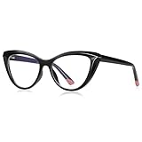 kachawoo Blaues Licht Blocking Gläser für Frauen Cat Eye Gläser Rahmen TR90 Rahmen Brillen Mode (black with clear)