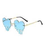 Generisch Unregelmäßige Form Retro-Sonnenbrille Brille Eyewear Unregelmäßige Unisex Brille Tropfenform (Blue, One Size)