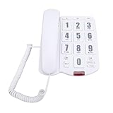 OVAQUIXI Großes Heimtelefon für ältere Menschen, Schnurgebundenes Wandtelefon mit Blinkenden Alarmen und Lautstärkeregelung (White)