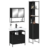 ShGaxin 3-TLG. Badmöbel-Set Schwarz Holzwerkstoff, Badezimmermöbel, Waschtischunterschrank, Unterschrank Badezimmer, Bad Möbel, Badezimmerschrank - 3214675