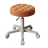 Verstellbarer drehbarer Make-up-Stuhl – Stilvoller runder Friseurstuhl mit Rollen & bequemer Rückenlehne für Schminktisch, Wohnzimmer & Mädchenzimmer – ideal für Beauty- & Make-up-Sessions
