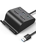 UGREEN USB Kartenleser USB 3.0 Hub mit Card Reader SD/TF/MS/M2 Kartenlesegerät unterstützt Windows 11, 10, 8.1, 8, 7, Vista, XP, Mac OS X, kompatibel mit PC, Surface Pro, MacBook Air usw. Schwarz