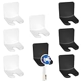 NVGVUP 8 Stück Zahnbürstenhalter Elektrische Zahnbürste: Zahnbürsten Halterung Wand Ohne Bohre, Selbstklebend Aufsteckbürsten Halter, Badezimmer Zahnbürstenkopf Halter (Weiß/Schwarz)