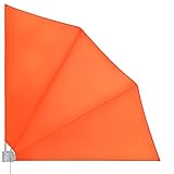 Deuba® Balkonfächer Sichtschutz 140x140cm Wetterfest UV-beständig Faltbar Terrasse Seitenmarkise Sonnenschutz Trennwand mit Wandhalterung Orange