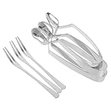 Toyvian 3 Sätze Edelstahl Schneckenzangen und Gabel Set Hitzebeständig Rostfrei Langlebig Sicherer Griff für Meeresfrüchte und Schnecken Praktisches Küchenutensil für Zuhause und