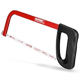 HAUTMEC 300 mm Hochspann-Bügelsägenrahmen mit 1 Stück 24 TPI Bi-Metall-Klinge, Bügelsäge für Metall, Holz, Stahlrohr, PVC-Schneiden, HT0398